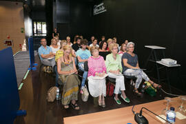 Manu Sánchez en videoconferencia. Curso "El humor en las artes escénicas". Cursos de Verano de la Universidad de Málaga. Marbella. Julio de 2018