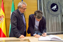 Toma de Posesión de Javier Delgado Cabello como nuevo profesor titular del Departamento de Física Aplicada II de la Universidad de Málaga. Edificio del Rectorado. Febrero de 2018