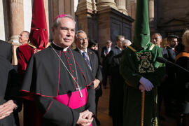 Jesús Catalá Ibáñez y José Ángel Narváez. Acto de la Hermandad de los Estudiantes en la Catedral. Plaza del Obispo, Málaga. Marzo de 2018