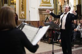 Quintín Calle Carabias. Concierto de Navidad de la Coral Sancti Petri homenaje a la Facultad de Económicas. Iglesia de los Mártires. Diciembre de 2015