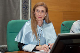 Chantal Pérez, Vicerrectora de Extensión Universitaria de la Universidad de Málaga en la Investidura como Doctor "Honoris Causa" de D. Antonio Bonet Correa por la Universidad de Málaga. Rectorado. Febrero de 2014
