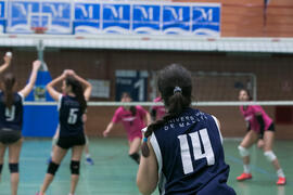 Partido femenino Universidad de Málaga - Universidad de A Coruña. Campeonato de España Universitario de Voleibol. Complejo Polideportivo Universitario. Abril de 2018