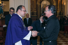 Entrega de medallas de la Cofradía de los Estudiantes. Misa de Lunes Santo. Iglesia de San Agustín. Marzo de 2018