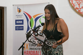 Presentadora de la cena de gala con motivo del Campeonato Europeo Universitario de Balonmano. Antequera. Julio de 2017