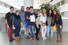 Ganadores del I Concurso Junior Empresa. I Feria de Empleo de la Universidad de Málaga. Complejo de Estudios Sociales y de Comercio. Abril 2015