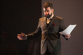 Jon Ander Sedano en el ensayo previo de la gala inaugural de la XXV edición de Fancine de la Universidad de Málaga. Teatro Cervantes. Noviembre de 2015
