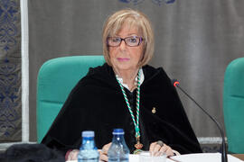 Adelaida de la Calle, Rectora de la Universidad de Málaga en la Investidura como Doctor "Honoris Causa" de D. Antonio Bonet Correa por la Universidad de Málaga. Rectorado. Febrero de 2014