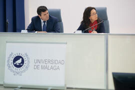 Fabián Arrebola y María Ribera. Homenaje en recuerdo del profesor José María Troya. Salón de Actos de la Escuela Técnica Superior de Ingeniería Informática. Octubre de 2016