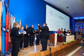 Coro Oficial de la Universidad de Málaga. Investidura de Andrea Goldsmith como doctora "Honoris Causa" por la Escuela Técnica Superior de Ingeniería de Telecomunicación de la Universidad de Málaga. Paraninfo. Octubre de 2024