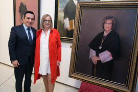 Adelaida de la Calle y Antonio Montiel. Presentación del cuadro de la rectora Adelaida de la Calle en la Galería de Rectores de la Universidad de Málaga. Edificio del Rectorado. Marzo de 2019