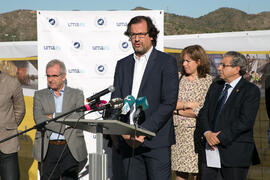 Intervención del arquitecto Eduardo Pérez Gómez. Colocación de la primera piedra de la nueva Facultad de Psicología. Campus de Teatinos. Noviembre de 2017