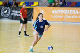 Partido Universidad de Málaga - Universidad de Aveiro. Categoría femenina. Campeonato Europeo Universitario de Balonmano. Antequera. Julio de 2017