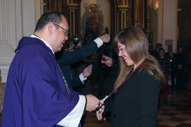 Entrega de medallas de la Cofradía de los Estudiantes. Misa de Lunes Santo. Iglesia de San Agustín. Marzo de 2018