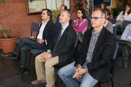 Bartolomé Mora, Francisco José Rodríguez y Gregorio García Reche. Inauguración de las actividades con motivo del Día Internacional del Libro. Biblioteca General. Abril de 2018