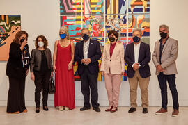 Foto de grupo tras la inauguración de la exposición "Eugenio Chicano Siempre". Museo de Málaga. Mayo de 2021