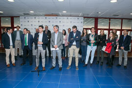 Intervención de Cristóbal Ortega. Inauguración de las Jornadas de Puertas Abiertas de la Universidad de Málaga. Complejo Polideportivo Universitario. Abril de 2018
