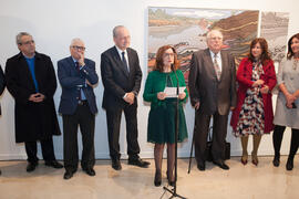 Mariluz Reguero en la inauguración de la exposición "Paisajes Andaluces", de Eugenio Chicano. Museo del Patrimonio Municipal. Diciembre de 2016