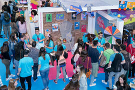 Estand de Filosofía y Letras. Jornadas de Puertas Abiertas de la Universidad de Málaga. Complejo Polideportivo Universitario. Marzo de 2017