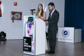 María Guerrero y Guillermo Villalobos. Gala del Deporte Universitario 2018. Escuela Técnica Superior de Ingeniería de Telecomunicaciones. Junio de 2018