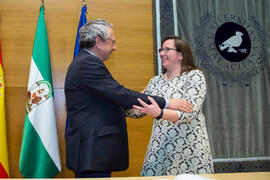 Toma de Posesión de María Ángeles Galán García como nueva profesora titular del Departamento de Matemática Aplicada de la Universidad de Málaga. Edificio del Rectorado. Febrero de 2018