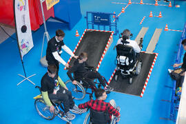 Estand de Eurodiscap. Jornadas de Puertas Abiertas de la Universidad de Málaga. Complejo Polideportivo Universitario. Marzo de 2017