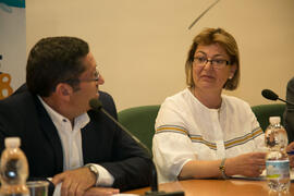 Manuel Martínez Domene y María del Pilar Díaz en la clausura del curso "La integración social, reto actual de los Servicios Sociales". Cursos de Verano de la Universidad de Málaga. Vélez Málaga. Julio de 2018