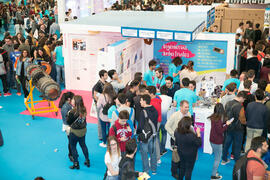 Estand de Ingenierías Industriales en las Jornadas de Puertas Abiertas de la Universidad de Málaga. Complejo Polideportivo Universitario. Marzo de 2017