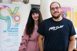 Coraima Mengíbar y José Francisco Mengíbar. Workshop "domina tu Instagram". Cursos de Verano de la Universidad de Málaga. Vélez-Málaga. Julio de 2019