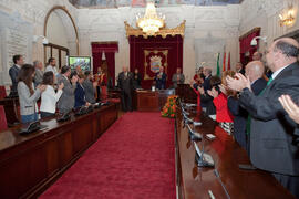 Entrega de la Medalla de la Ciudad y del título de Hijo Predilecto a Eugenio Chicano. Ayuntamiento de Málaga. Octubre de 2014