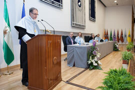 Antonio Soler en su investidura como Doctor "Honoris Causa" por la Facultad de Filosofía y Letras de la Universidad de Málaga. Paraninfo. Junio de 2016
