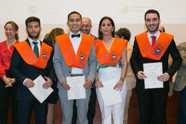 Grupo de alumnos en su graduación de Máster de la Facultad de Ciencias Económicas y Empresariales de la Universidad de Málaga. Paraninfo. Mayo de 2017