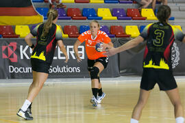 Partido Universidad Radboud - Universidad de Colonia. Categoría femenina. Campeonato Europeo Universitario de Balonmano. Antequera. Julio de 2017