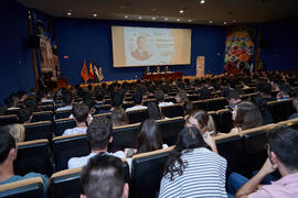 Conferencia de Pablo Hernández de Cos en la Facultad de Ciencias Económicas y Empresariales de la Universidad de Málaga. Paraninfo. Octubre de 2022