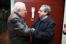 José Ángel Narváez y Eugenio Chicano tras la inauguración de su exposición "Paisajes Andaluces". Museo del Patrimonio Municipal. Diciembre de 2016