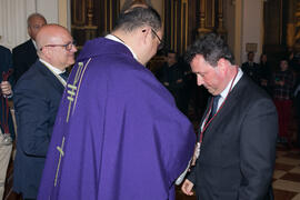 Entrega de medallas de la Cofradía de los Estudiantes. Misa de Lunes Santo. Iglesia de San Agustín. Marzo de 2018