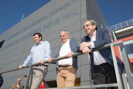 Ernesto Pimentel, José Ángel Narváez y Miguel de Aguilera. Debate electoral entre los candidatos a Rector de la Universidad de Málaga. Escuela Técnica Superior de Ingeniería Industrial. Noviembre de 2015