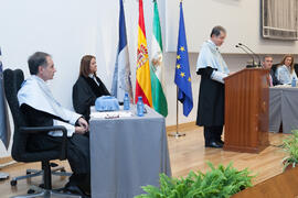 Investidura como Doctor "Honoris Causa" de Antonio Soler por la Facultad de Filosofía y Letras de la Universidad de Málaga. Paraninfo. Junio de 2016
