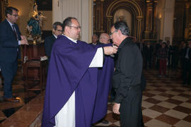 Entrega de medallas de la Cofradía de los Estudiantes. Misa de Lunes Santo. Iglesia de San Agustín. Marzo de 2018