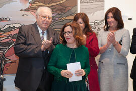 Mariluz Reguero en la inauguración de la exposición "Paisajes Andaluces", de Eugenio Chicano. Museo del Patrimonio Municipal. Diciembre de 2016