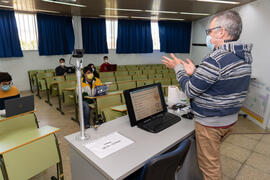 Aula de la Facultad de Ciencias de la Universidad de Málaga. Campus de Teatinos. Octubre de 2020