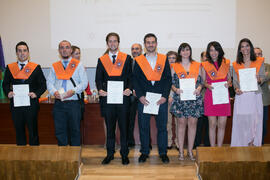 Grupo de alumnos en su graduación de Máster de la Facultad de Ciencias Económicas y Empresariales de la Universidad de Málaga. Paraninfo. Mayo de 2017