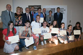 Autoridades y premiados. Entrega de premios en el Paraninfo de la Universidad de Málaga. Olimpiada Española de Economía, Fase Nacional. Junio de 2015