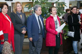 Ángeles Liñán, Ana Isabel González, José Antonio García e Isabel Jiménez. Inauguración de la exposición "Diversas capacidades (in)visibles". Facultad de Ciencias de la Educación y Psicología. Noviembre de 2017