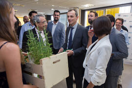 Visita de Pedro Duque, ministro de Ciencia, Innovación y Universidades, al edificio The Green Ray. Campus de Teatinos. Junio de 2018