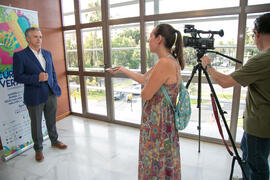 Entrevista a José Fernando Cerezo en photocall. Curso "Policía y Seguridad Urbana para el Siglo XXI". Cursos de Verano de la Universidad de Málaga. Málaga. Julio de 2018