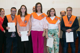 Grupo de alumnos en su graduación de Máster de la Facultad de Ciencias Económicas y Empresariales de la Universidad de Málaga. Paraninfo. Mayo de 2017