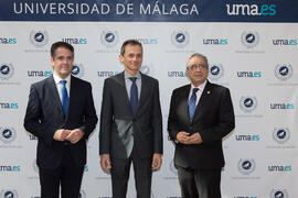 Carlos María Conde, Pedro Duque y José Ángel Narváez. Edificio del Rectorado. Junio de 2018