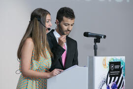 María Guerrero y Guillermo Villalobos. Gala del Deporte Universitario 2018. Escuela Técnica Superior de Ingeniería de Telecomunicaciones. Junio de 2018