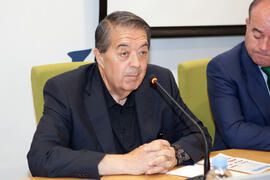 Manuel Herrera en la presentación del mundial universitario de fútbol sala. Rectorado. Junio de 2014