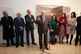 Eugenio Chicano en la inauguración de su exposición "Paisajes Andaluces". Museo del Patrimonio Municipal. Diciembre de 2016